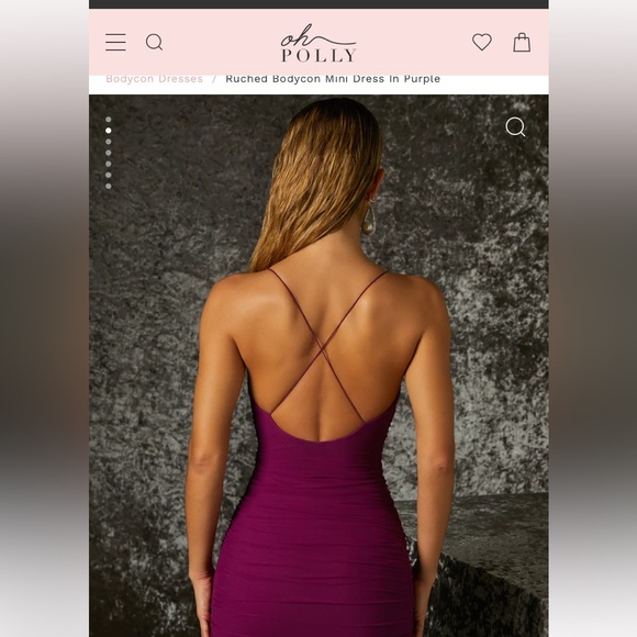 Oh Polly Ruched Bodycon Knee Length Dress in Oyster White/ Cream - Picture 4 of 6